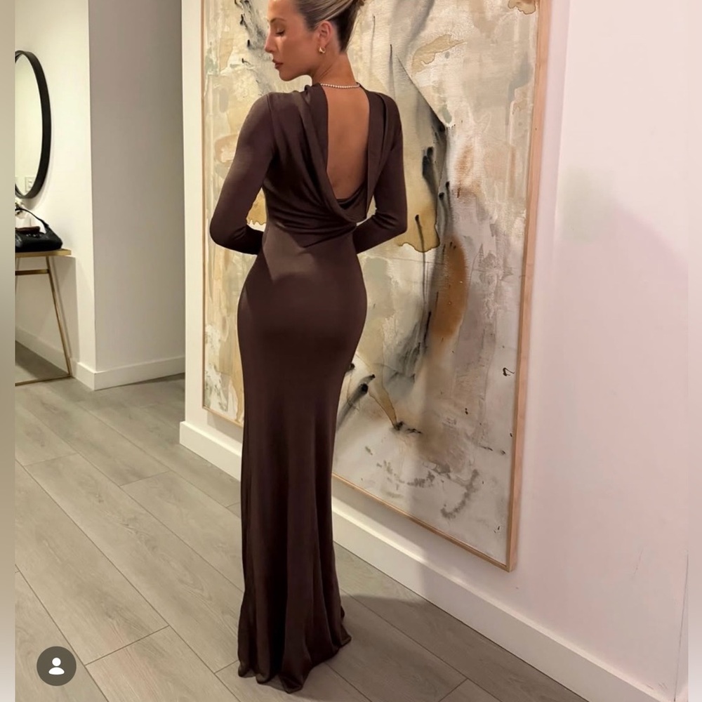 SRG Sylveeah Draped Cowl Gown in Dark Mushroom